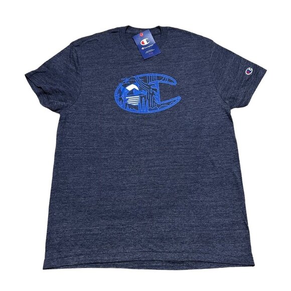 Champion NWT Mens Size M Heather Blue Short Sleeve “C Logo” T-Shirt NEW WITH TAG - Picture 1 of 7